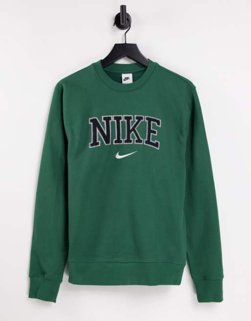 Nike Unisex Vintage logo fleece oversized sweatshirt in green