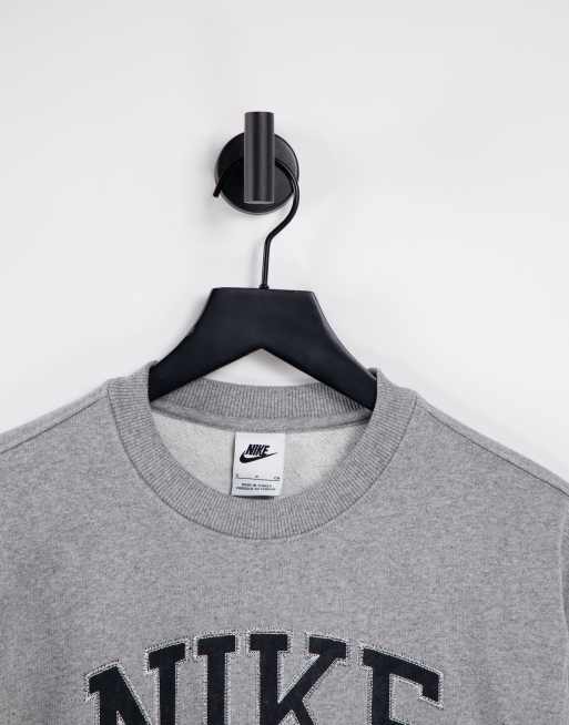 Nike Unisex Vintage logo fleece oversized sweatshirt in grey ASOS