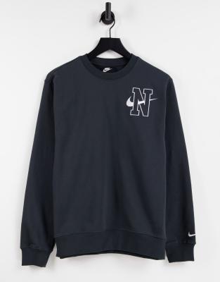 Nike unisex vintage logo fleece oversized sweatshirt in washed black Clearance