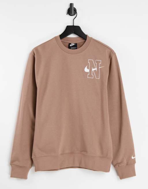 Nike Unisex Vintage logo fleece oversized sweatshirt in washed brown | ASOS