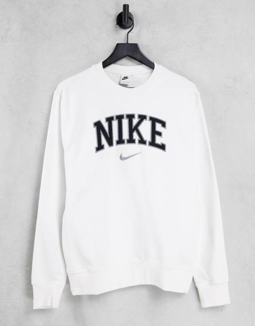 Nike Unisex Vintage logo fleece sweatshirt in white | ASOS