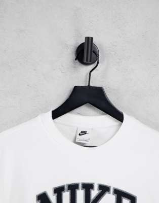 Nike unisex vintage logo fleece oversized sweatshirt in white clearance