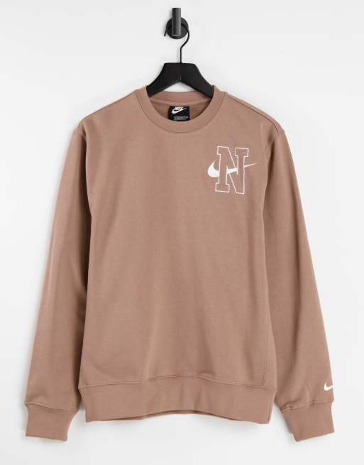 Nike - Unisex Vintage - Oversized sweatshirt van fleece met logo en wassing in bruin