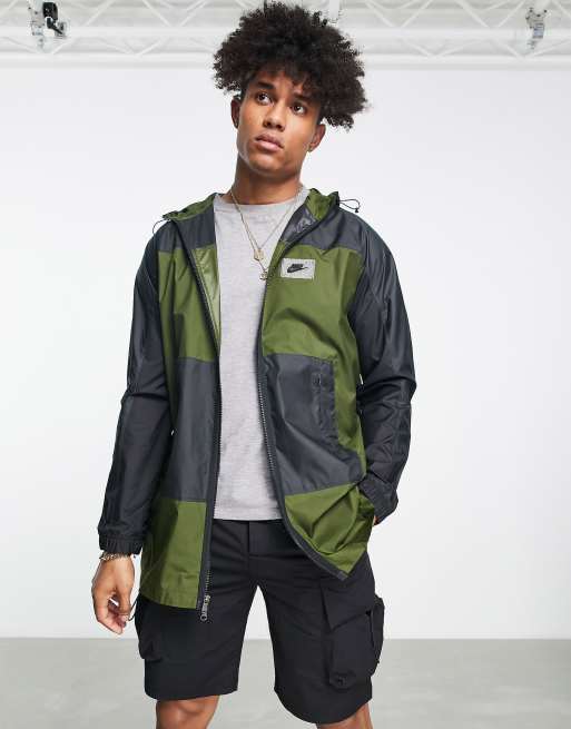 Nike utility colour block hooded jacket in iron grey and rattan ...