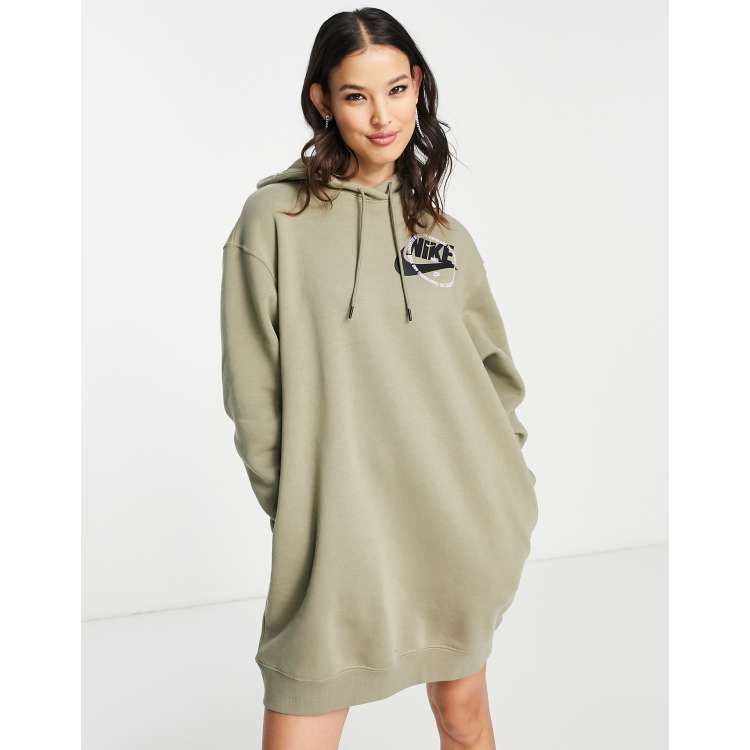 Nike utility hoodie dress in olive green