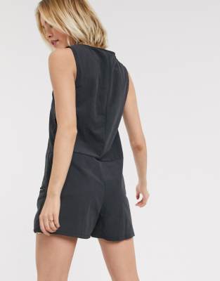 black utility playsuit