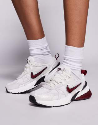 Nike V2k Run Glitter Sneakers In White And Red
