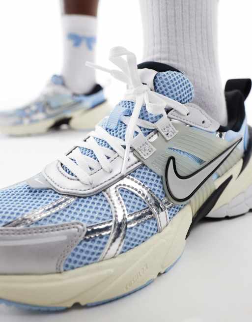 Blue and silver nikes best sale