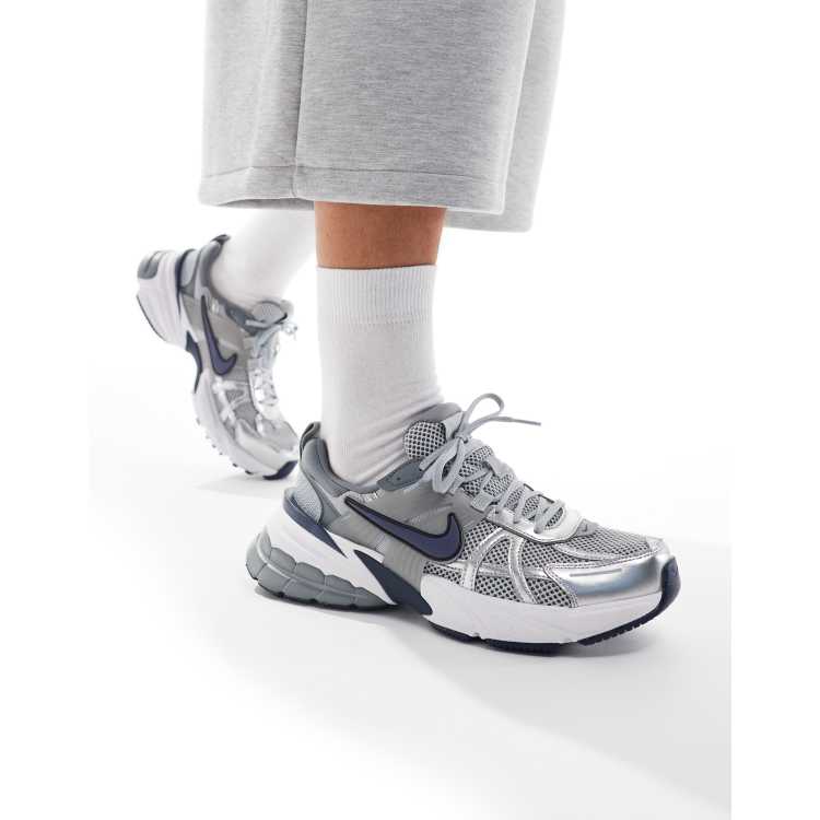 Nike V2K Run sneakers in gray and navy | ASOS