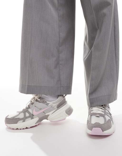 Nike V2K Run sneakers in gray and pink | ASOS