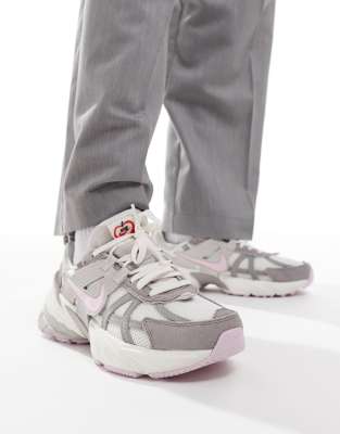 Nike V2K Run sneakers in gray and pink