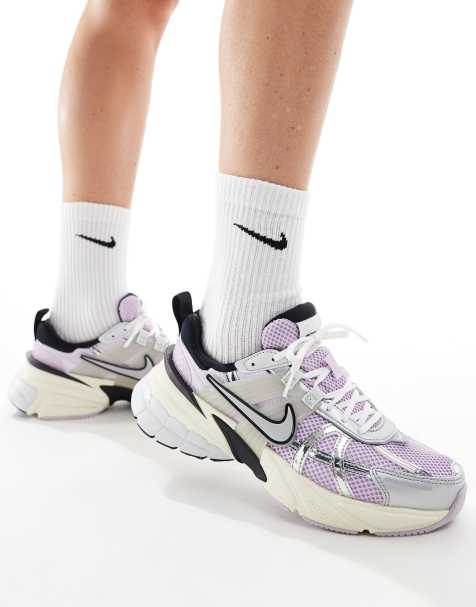 Nike V2K Run sneakers in silver and grape - view 1
