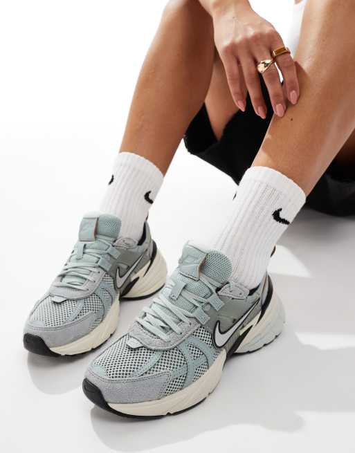 Nike V2K Run sneakers in washed blue and off white