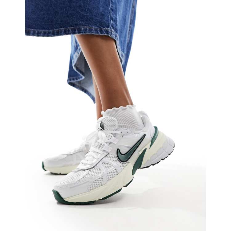 Nike V2K Run sneakers in white and green | ASOS