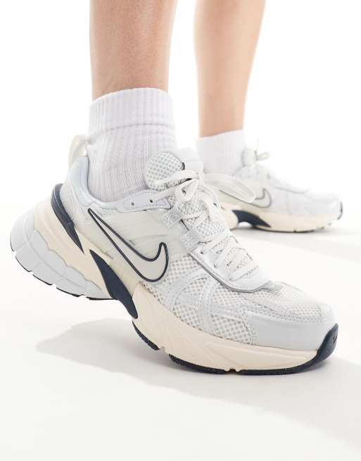Nike V2K Run sneakers in white and navy