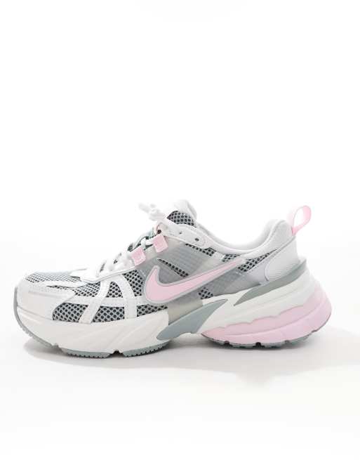 Nike V2K Run sneakers in white and pink
