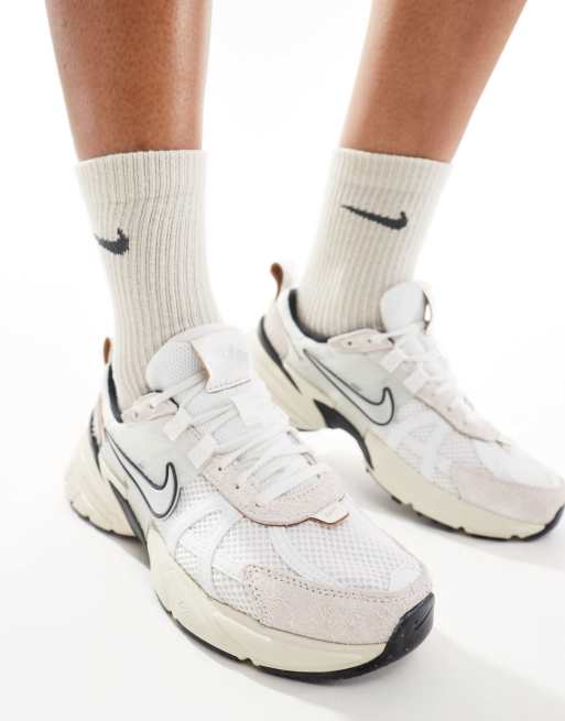 Nike V2K Run sneakers in white and silver