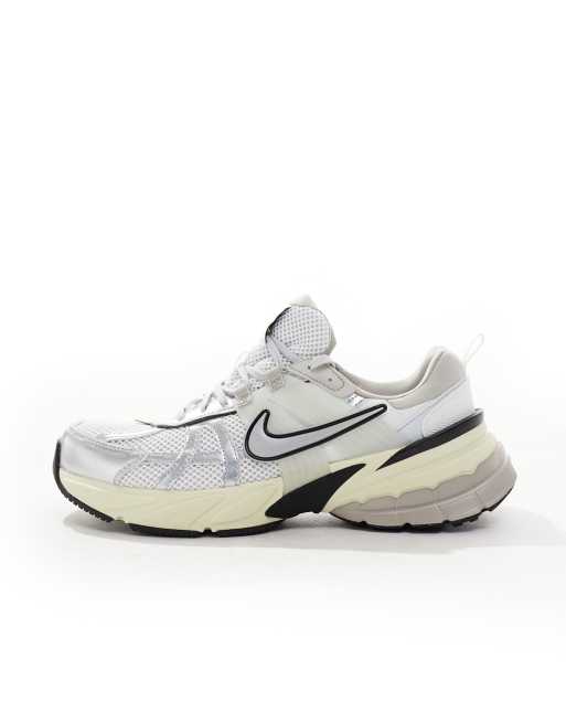 Nike V2K Run sneakers in white and silver