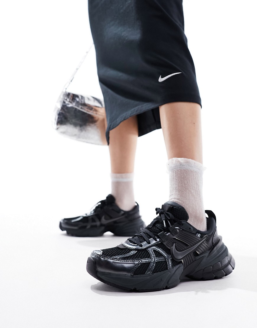 Nike V2K Run trainers in black and dark grey