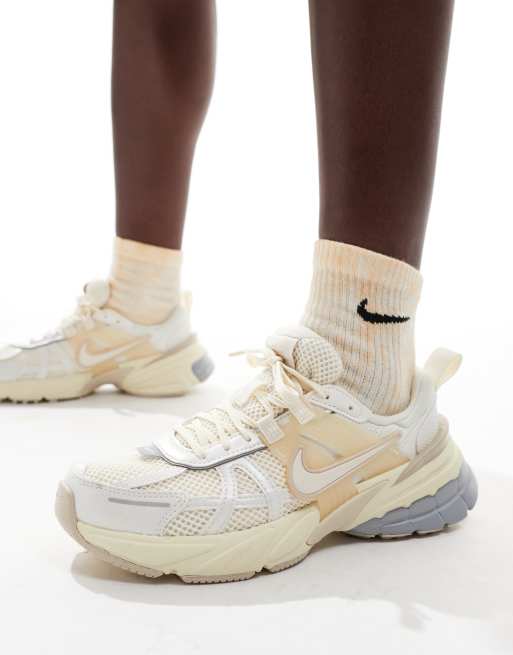 Nike V2K Run trainers in off white and beige