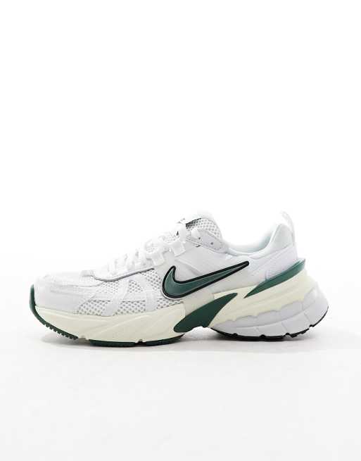 Nike V2K Run trainers in white and green ASOS