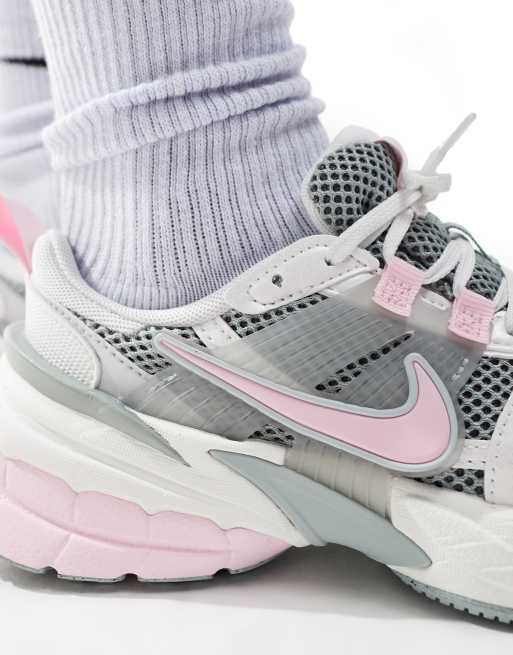 Nike V2K Run trainers in white and pink ASOS