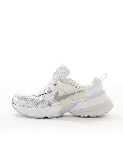 Nike V2K Run trainers in white and silver ASOS