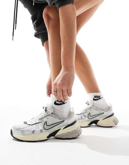 Nike V2K Run unisex sneakers in white and silver