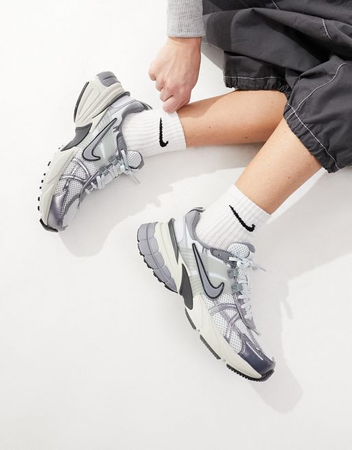 Nike V2K Run unisex trainers in platinum grey and silver