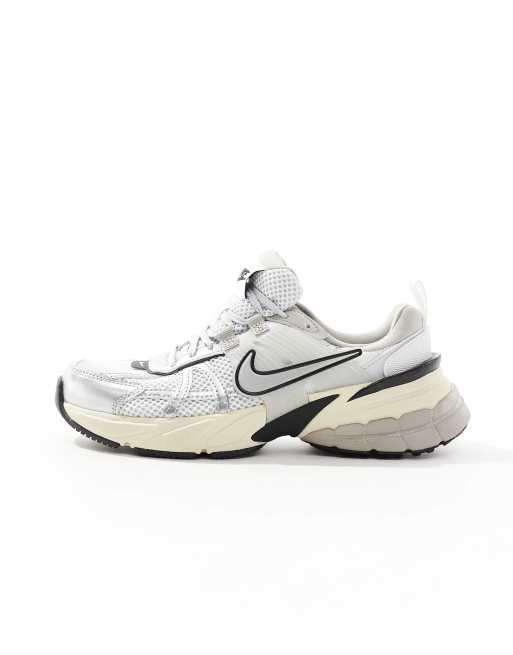 Nike V2K Run unisex trainers in white and silver