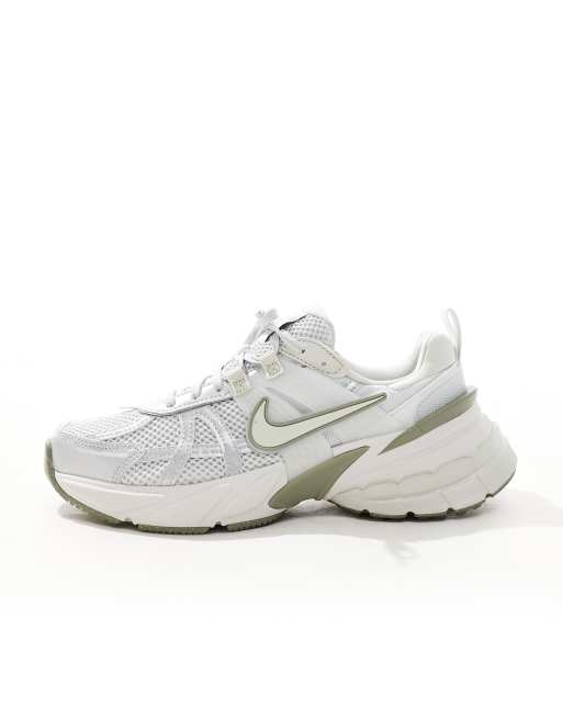 Nike V2K Run unisex trainers in white, green and silver | ASOS
