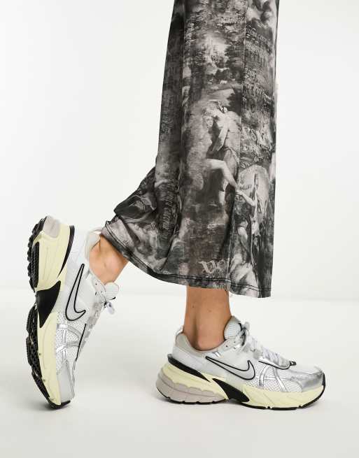 Nike V2K sneakers in white & silver | ASOS
