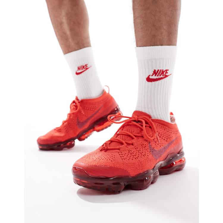 Nike Vapormax 2023 Flyknit sneakers in red | ASOS display picture 1