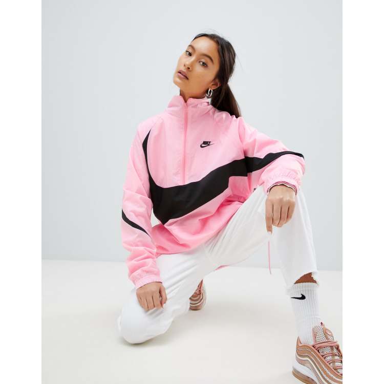 Nike Vaporwave Giacca sportiva oversize rosa con mezza zip e