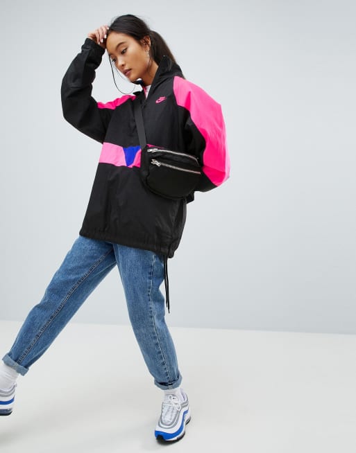 Tropical instalaciones Bolsa Nike Vaporwave Oversized Wave Half Zip Track Jacket In Black With Colour  Block | ASOS