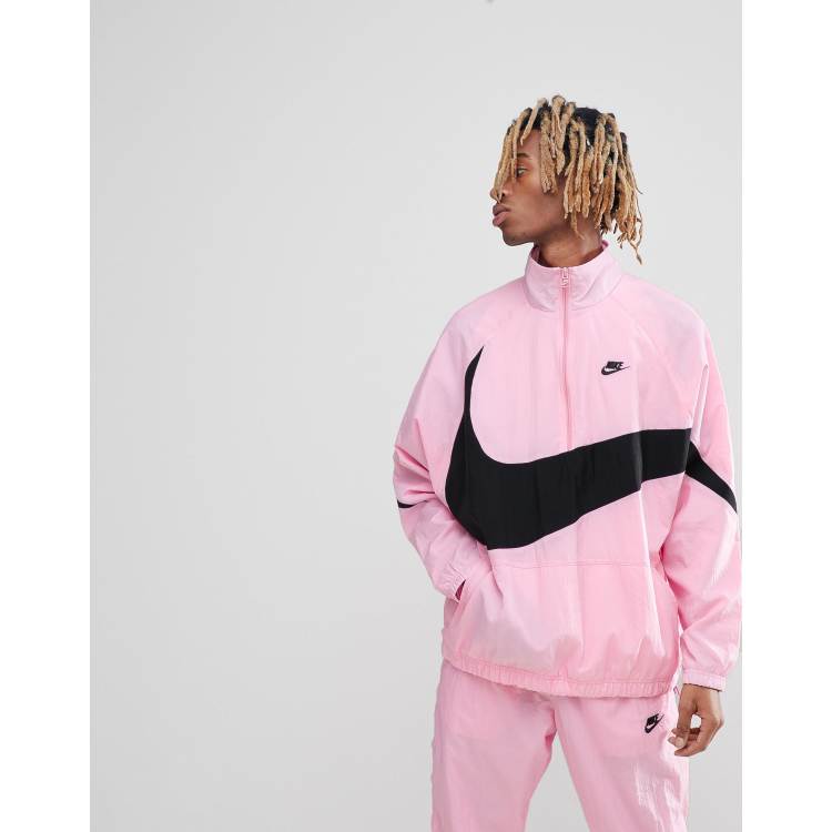 Nike Vaporwave Packable Half Zip Jacket With Large Swoosh In Pink AJ2696-686