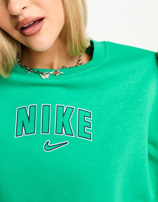 Green Nike Womens varsity oversized crop sweatshirt - Get The Label