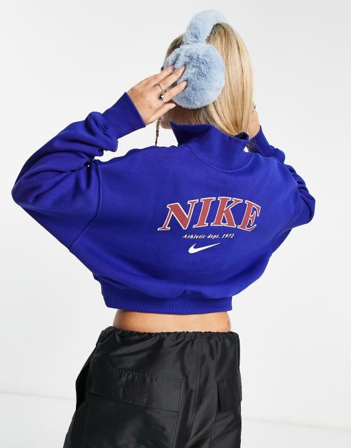 Nike Varsity phoenix fleece 1/4 zip sweat in royal blue