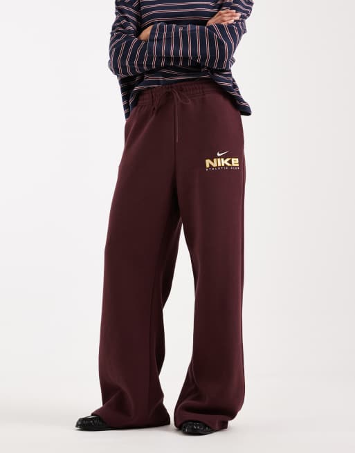 Nike – Varsity – Vinröda mjukisbyxor med vida ben, 2 av 5
