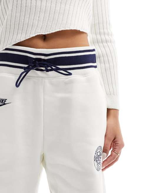 Nike Varsity wide leg sweatpants in sail white