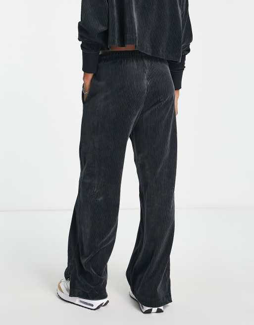 Nike velour cord wide leg joggers in black