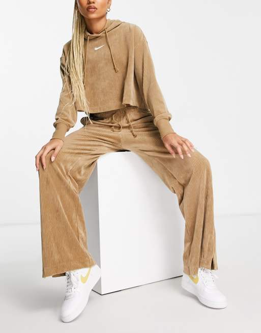 Nike velour cord wide leg joggers in driftwood beige ASOS