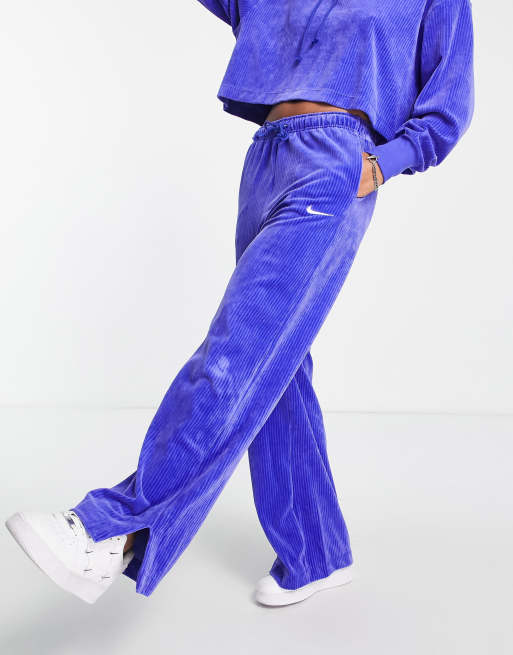 Nike Velour Wide Leg Pants in Blue