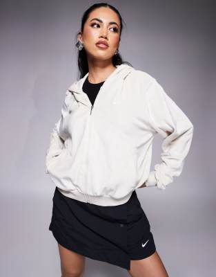 Nike Velour Full Zip Hoodie In Neutral