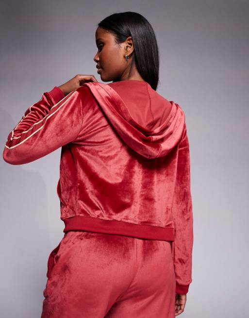 Nike Velour full-zip hoodie in burgundy , 4 of 4