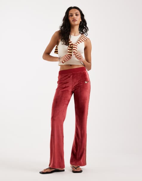 Nike Velour full-zip sweatpants in burgundy  - view 1