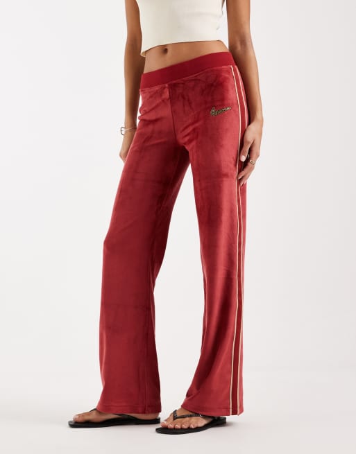 Nike Velour full-zip sweatpants in burgundy , 2 of 5