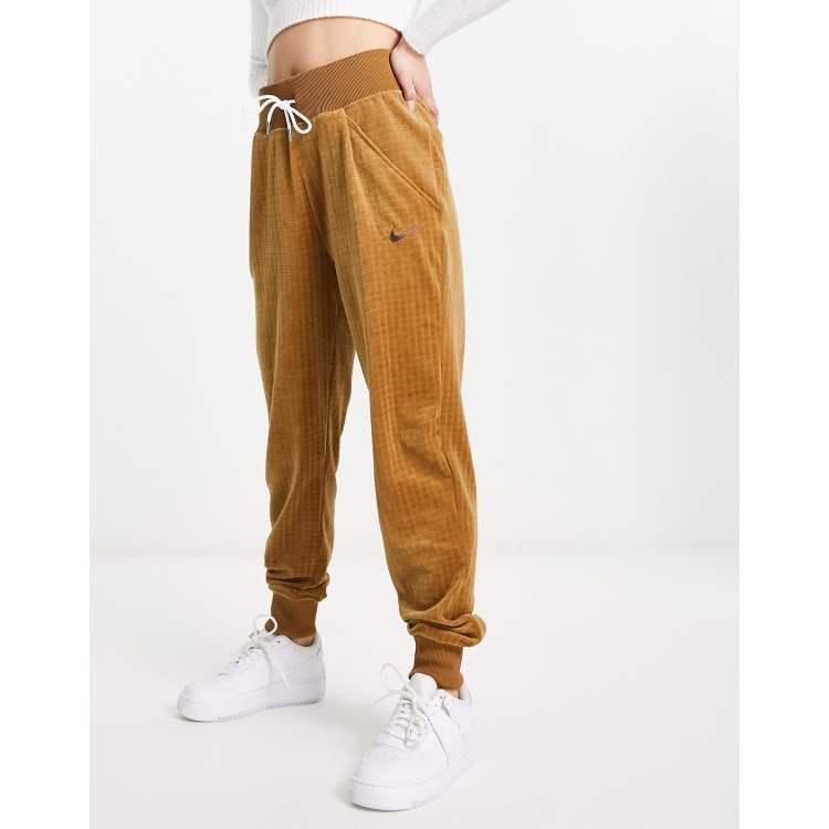 Nike Velour joggers in ale brown