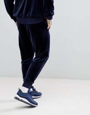 nike blue velour zip thru tracksuit