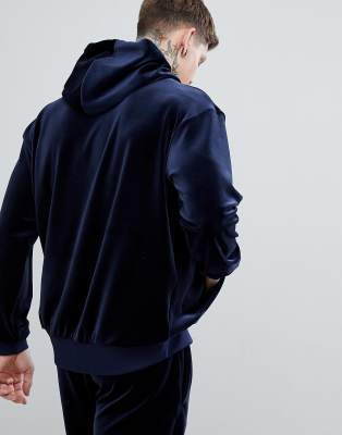 Nike Velour Pullover Hoodie In Navy 